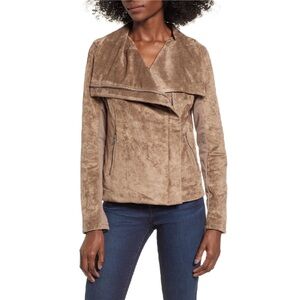 Blank NYC Legendary Moto Jacket Tan Vegan Suede Small